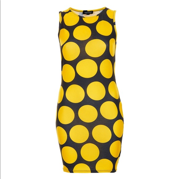 topshop yellow polka dot dress